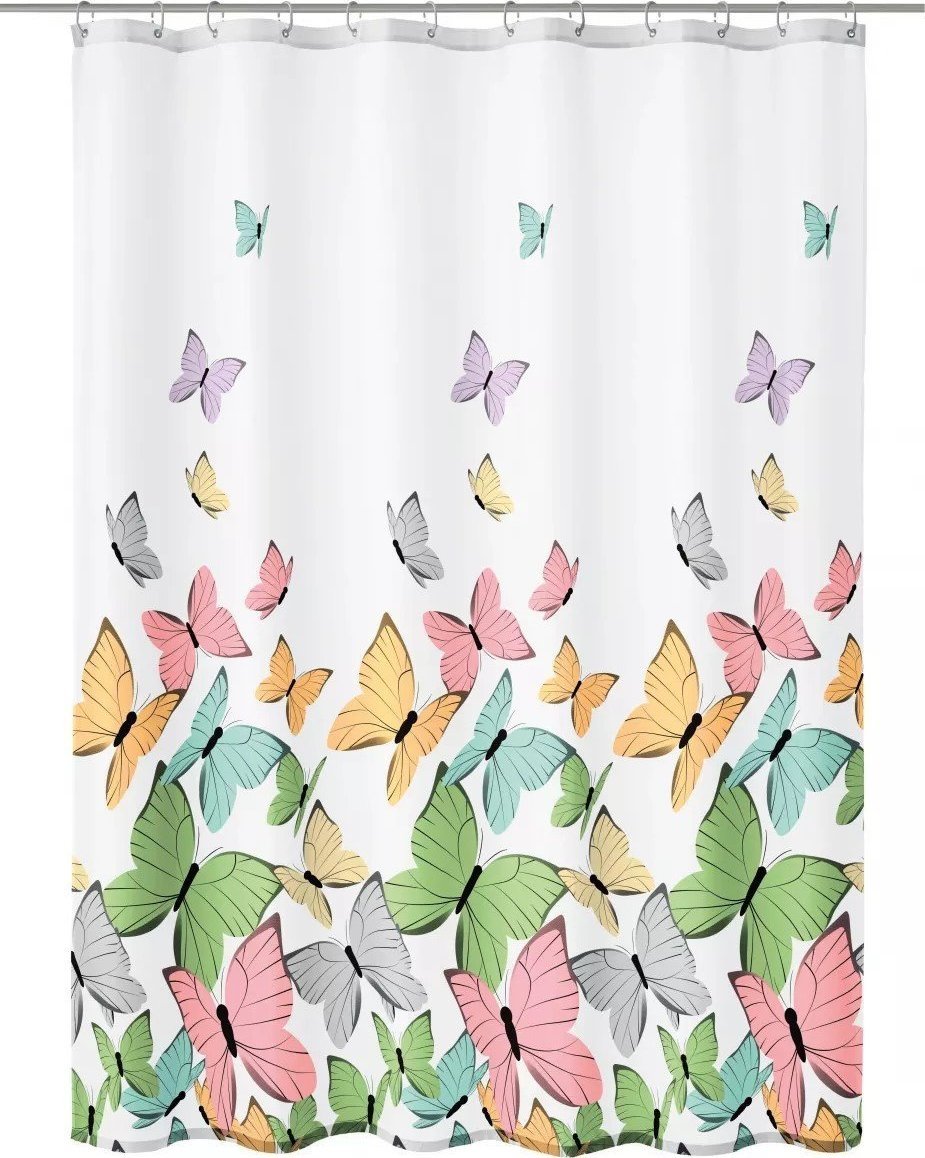 Kleine Wolke Kleine Wolke Butterflies Tekstylna Zasłona prysznicowa Multicolor 180x200 cm