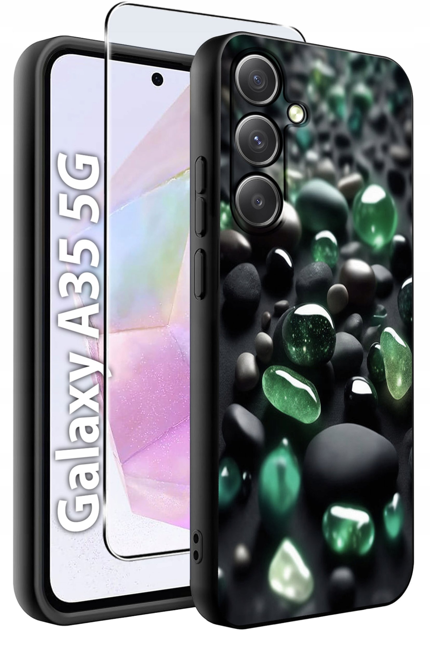 ETUI do Samsung A35 5G WZORY | SILIKONOWE MATT CASE + SZKŁO HARTOWANE 9H