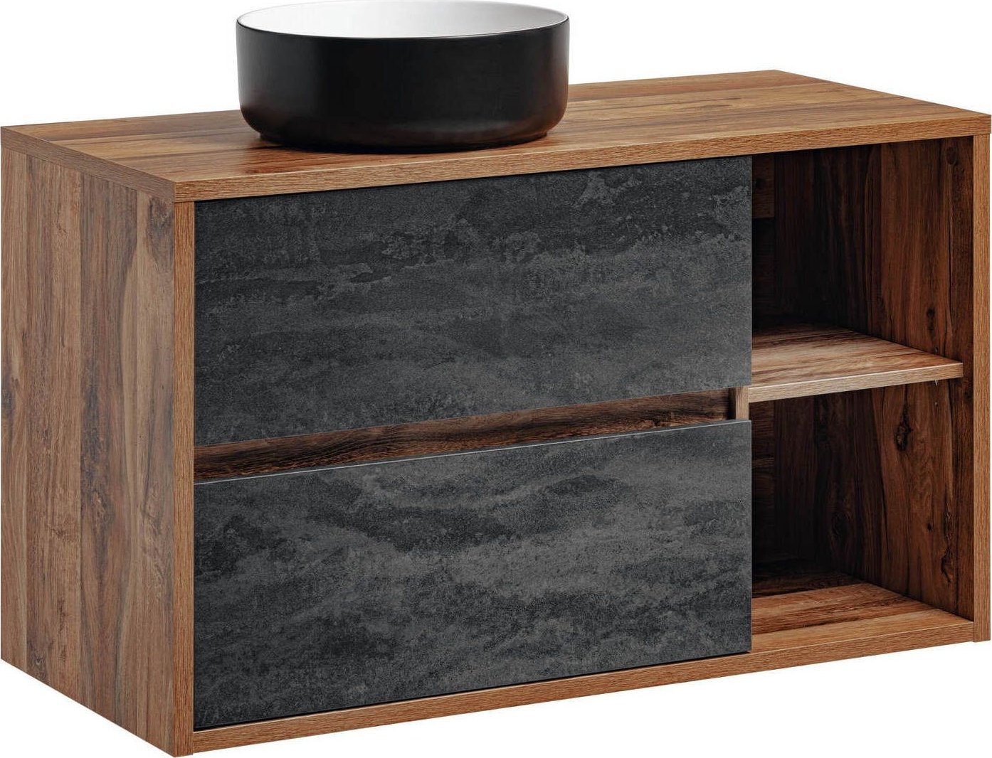 Comad Szafka wisząca z umywalką, Hampton, 100x46x60 cm, dąb hunton, mat