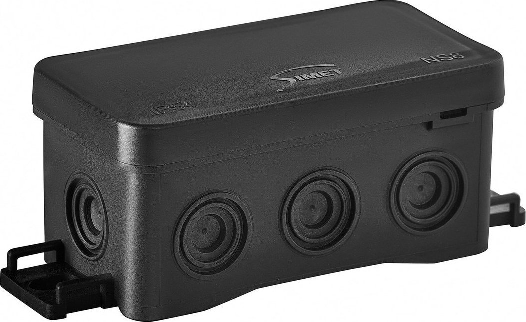 Simet Puszka naścienna 85x40x45mm z dławnicą zintegrowaną samozatrzaskowa seria FASTBOX&ampHOOK czarna IP54 NS8 35357107