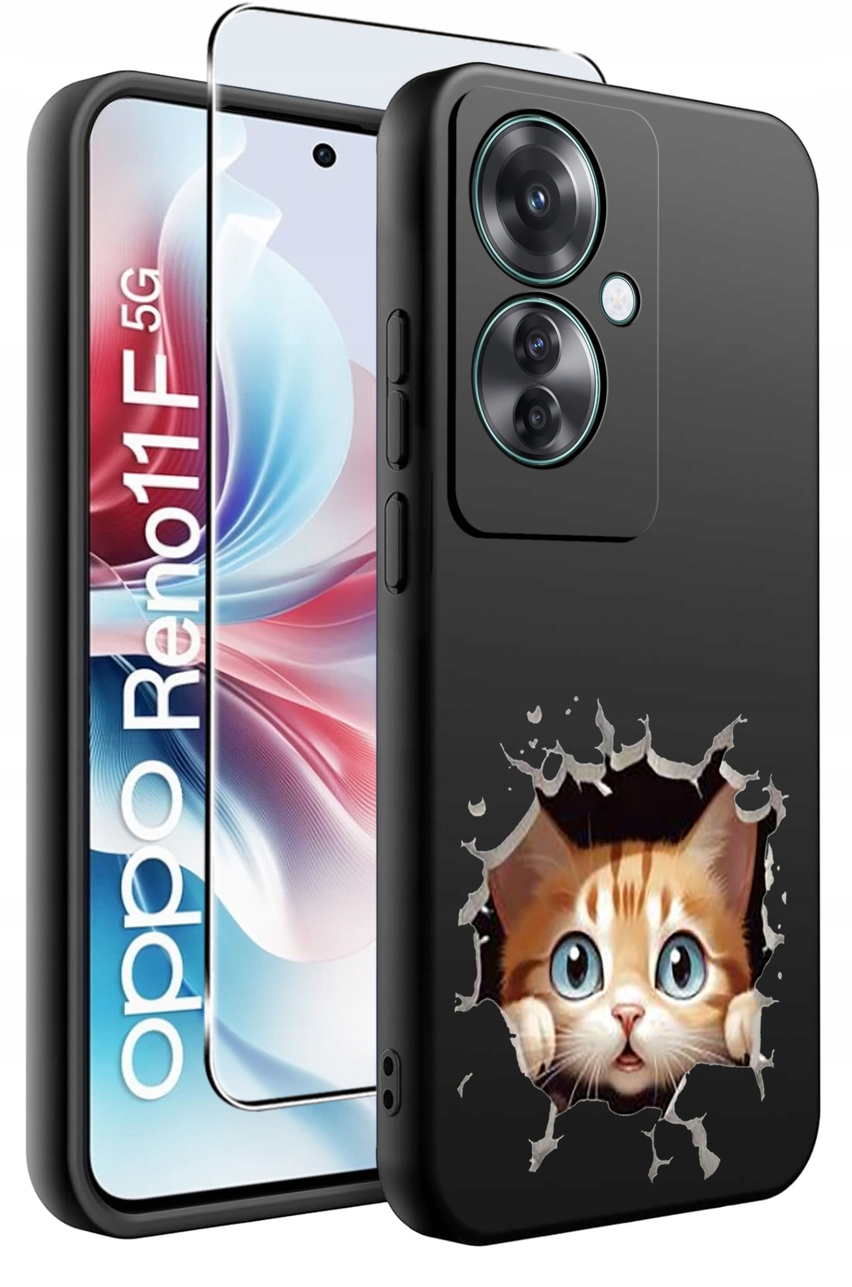 ETUI do Oppo Reno11 F 5G WZORY | SILIKONOWE MATT CASE + SZKŁO HARTOWANE 9H