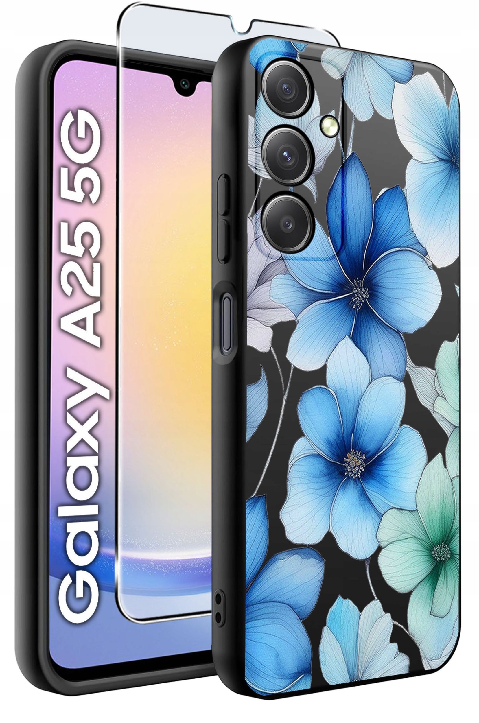 ETUI do Samsung A25 5G WZORY | SILIKONOWE MATT CASE + SZKŁO HARTOWANE 9H