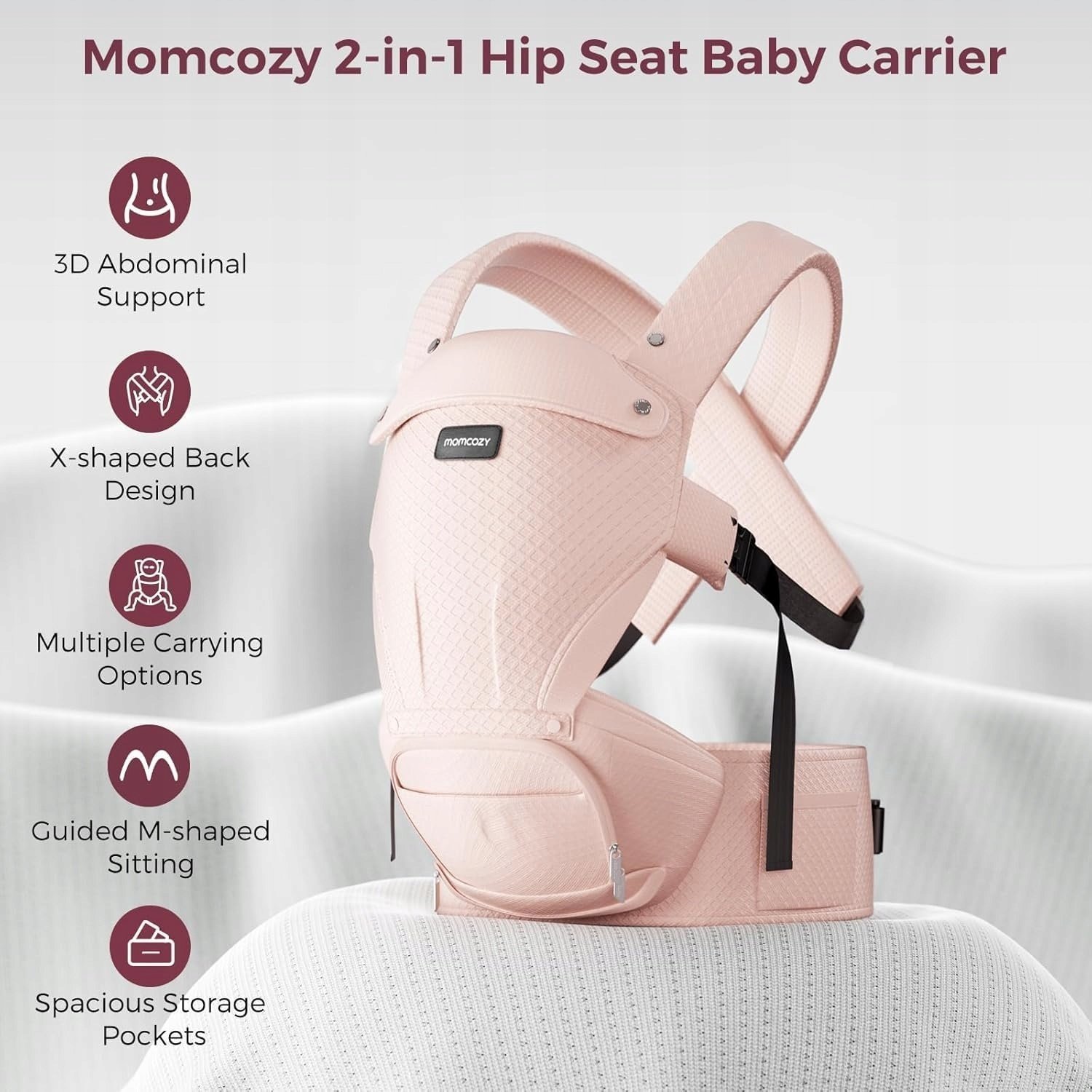 Momcozy BABY CARRIER WITH HIP SEAT AIR MESH-PINK