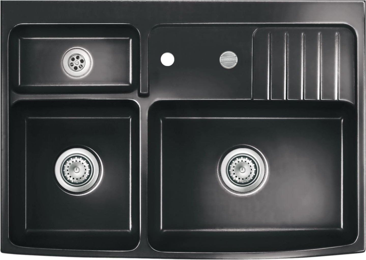 Zlewozmywak SYSTEMCERAM Systemceram Centra 90 Nero, zlewozmywak ceramiczny, korek automatyczny