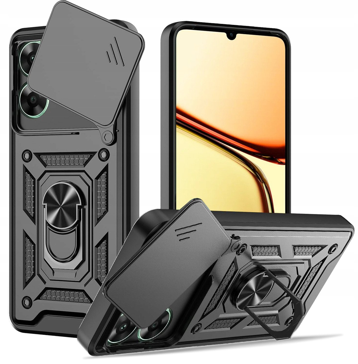 Etui do Realme C61 | C63 PANCERNE SLIDE RING CASE + SZKŁO OCHRONNE 9H