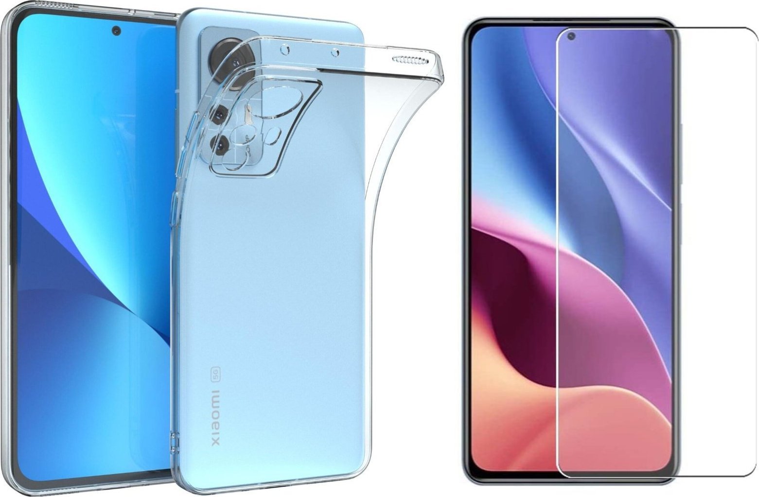 Braders Etui CLEAR CASE 2mm z Osłoną Aparatu do Xiaomi 12 / 12X + Szkło Hartowane Płaskie