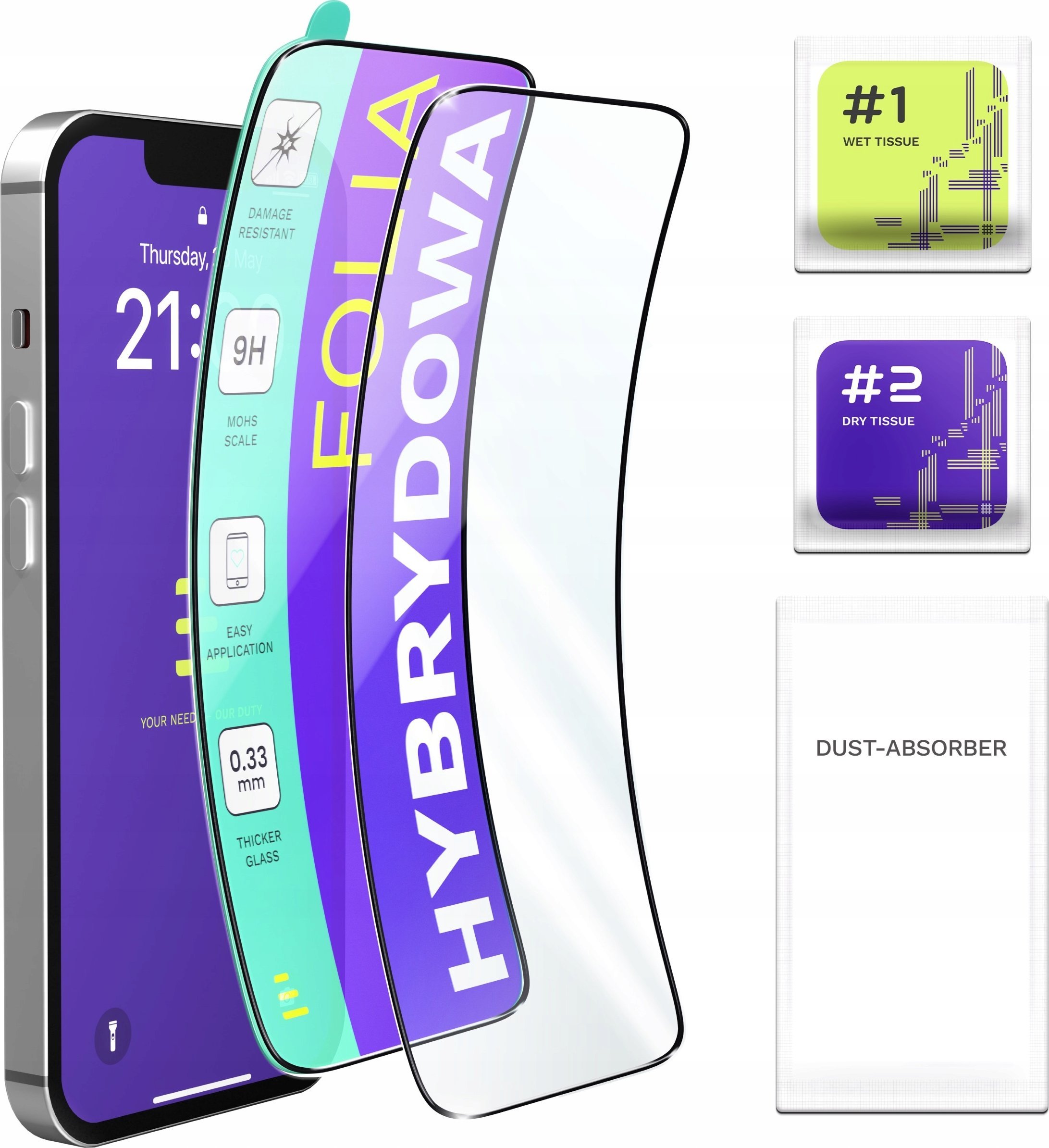 2-PAK Szkło Hybrydowe Do Apple iPhone 13 / 13 Pro / 14 / SE 2025 (9H, 5D)