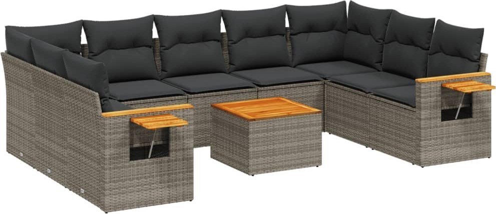 vidaXL 10-częściowy zestaw wypoczynkowy do ogrodu, z poduszkami, szary