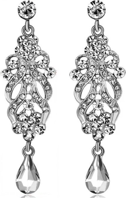 KOKONET Długie srebrne kolczyki na wesele na prezent błyszczące lekkie