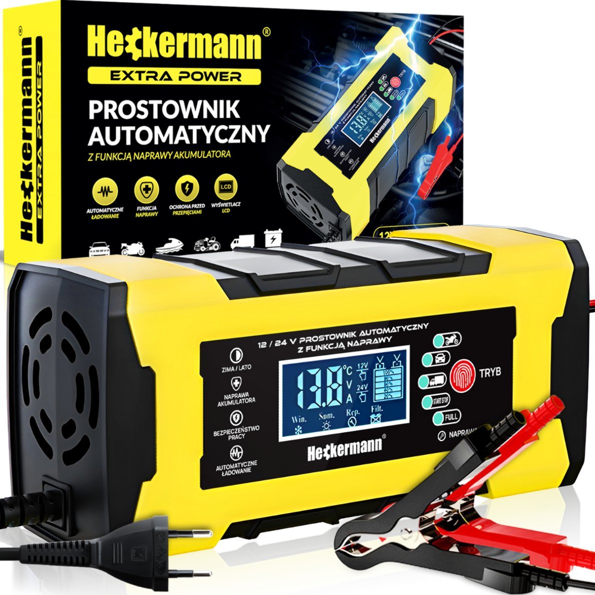 Prostownik samochodowy 12V/24V Heckermann