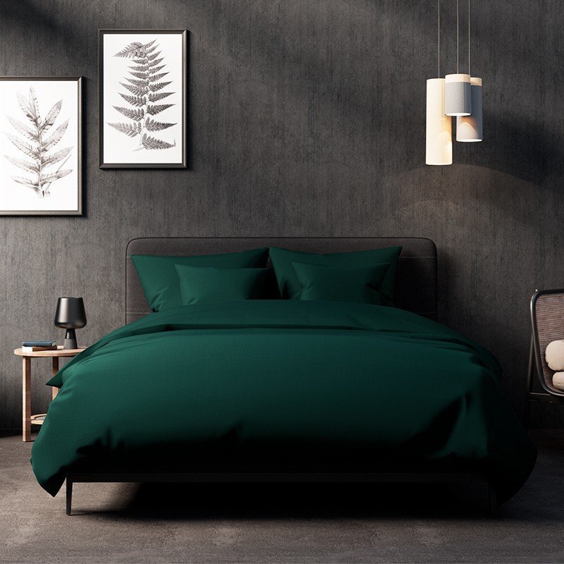 Pan Materac Pościel PAN MATERAC satyna bawełniana butelkowa zieleń 160x200