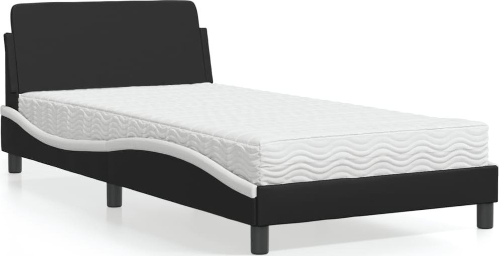 vidaXL vidaXL Łóżko z materacem, białe, 100x200 cm, sztuczna skóra