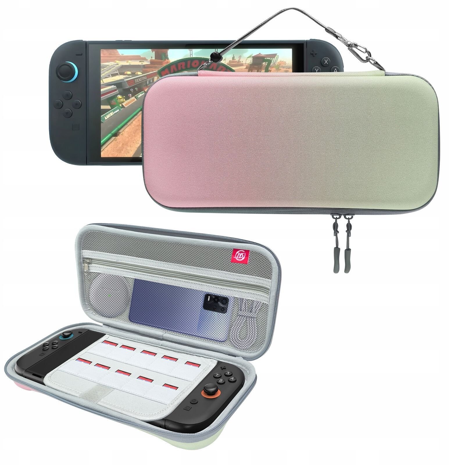 Twardy Sztywny Pokrowiec Futerał Etui Walizka Case Do Nintendo Switch 2 / Ns2 / Jys-ns2283 / Różowo - Zielony