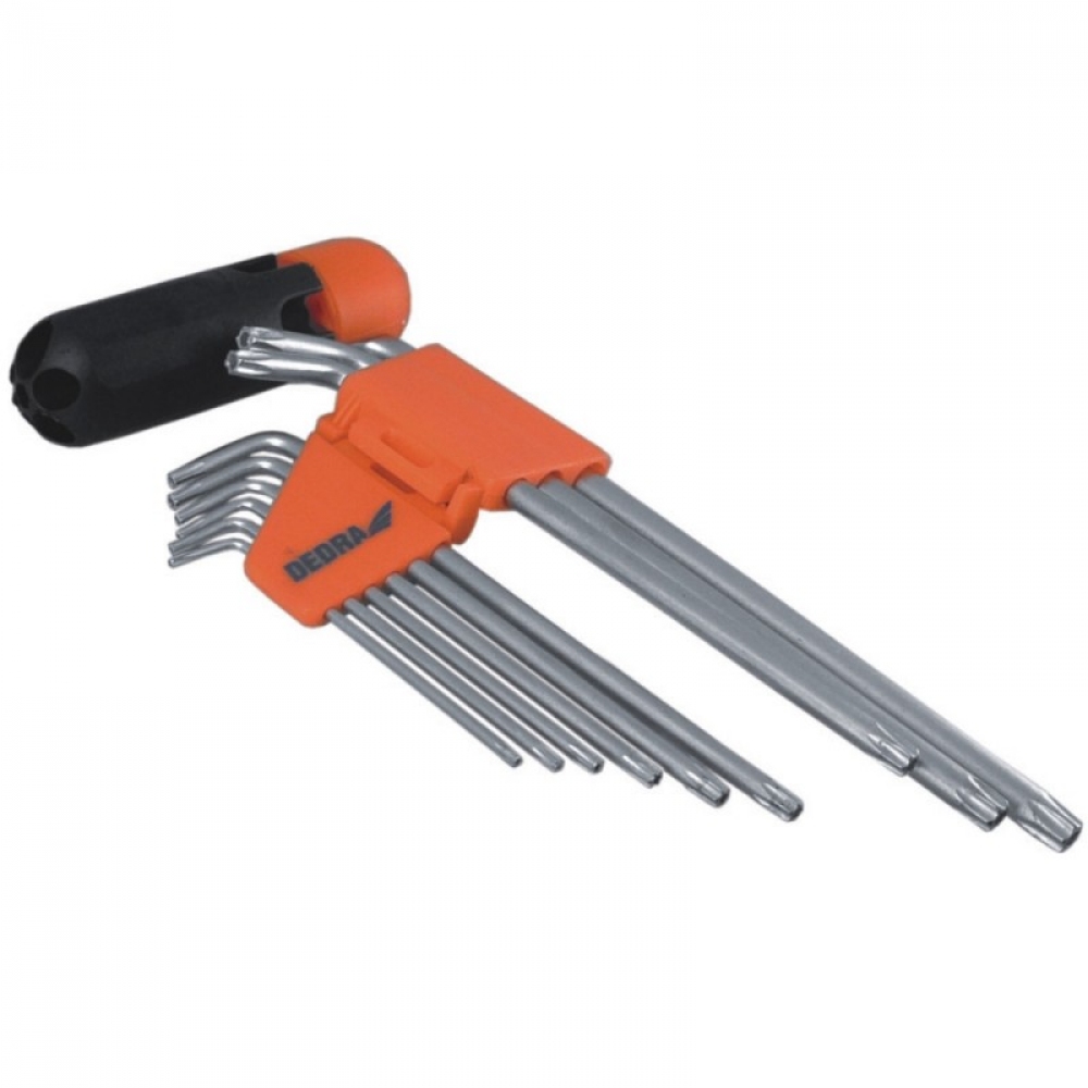Dedra Zestaw kluczy trzpieniowych torx typ L T10-T50 z otworem 9szt. (0654)