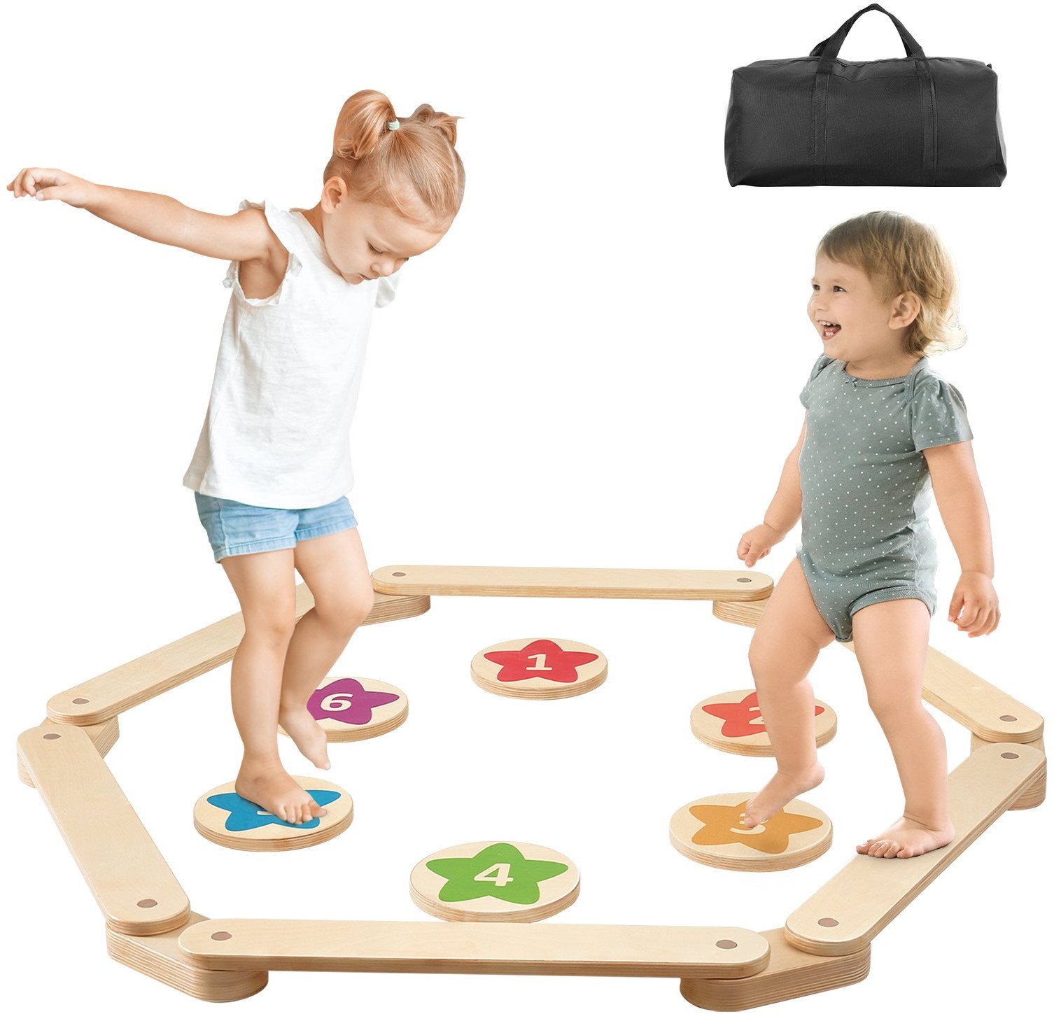 Zestaw równoważni i kamieni balansujących dla dzieci 6 szt.