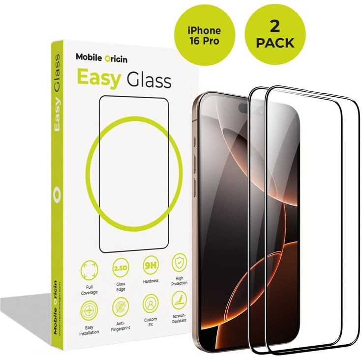 Mobile Origin EasyGlass iPhone 16 Pro, 2 pack