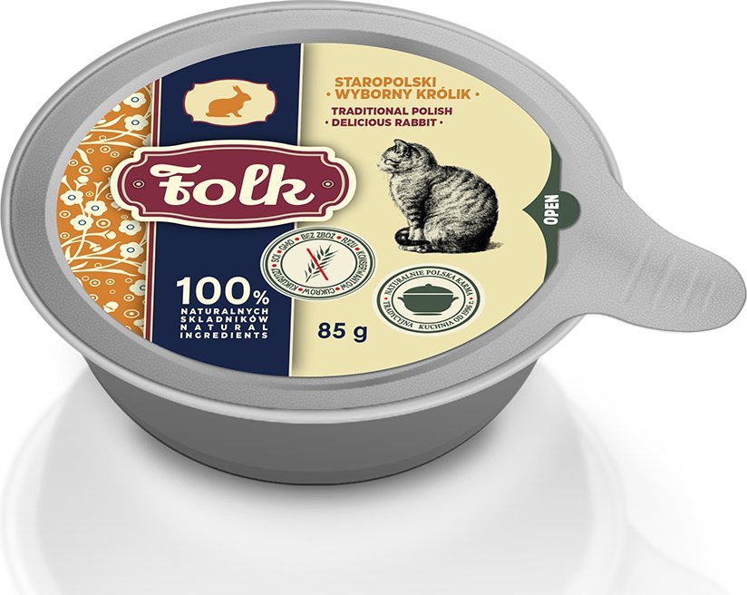 Folk Karma mokra dla kota FOLK Staropolski wyborny królik szalka 85g
