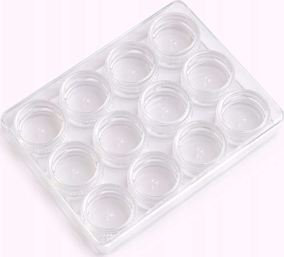 Cosmetics Zone Pojemniki na ozdoby, rzęsy, brokat - 12 szt. kaseta