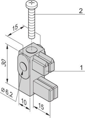 SCHROFF SCHROFF Wspornik montażowy z blokiem izolacyjnym dla szyny 1, 2 biegunowej