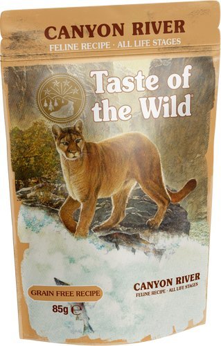 TASTE OF THE WILD Canyon River 85 g. Kawałki pstrąga, kurczaka, indyka i wątróbki kurczaka w sosie. Karma dla kotów w każdym wieku. sztuka