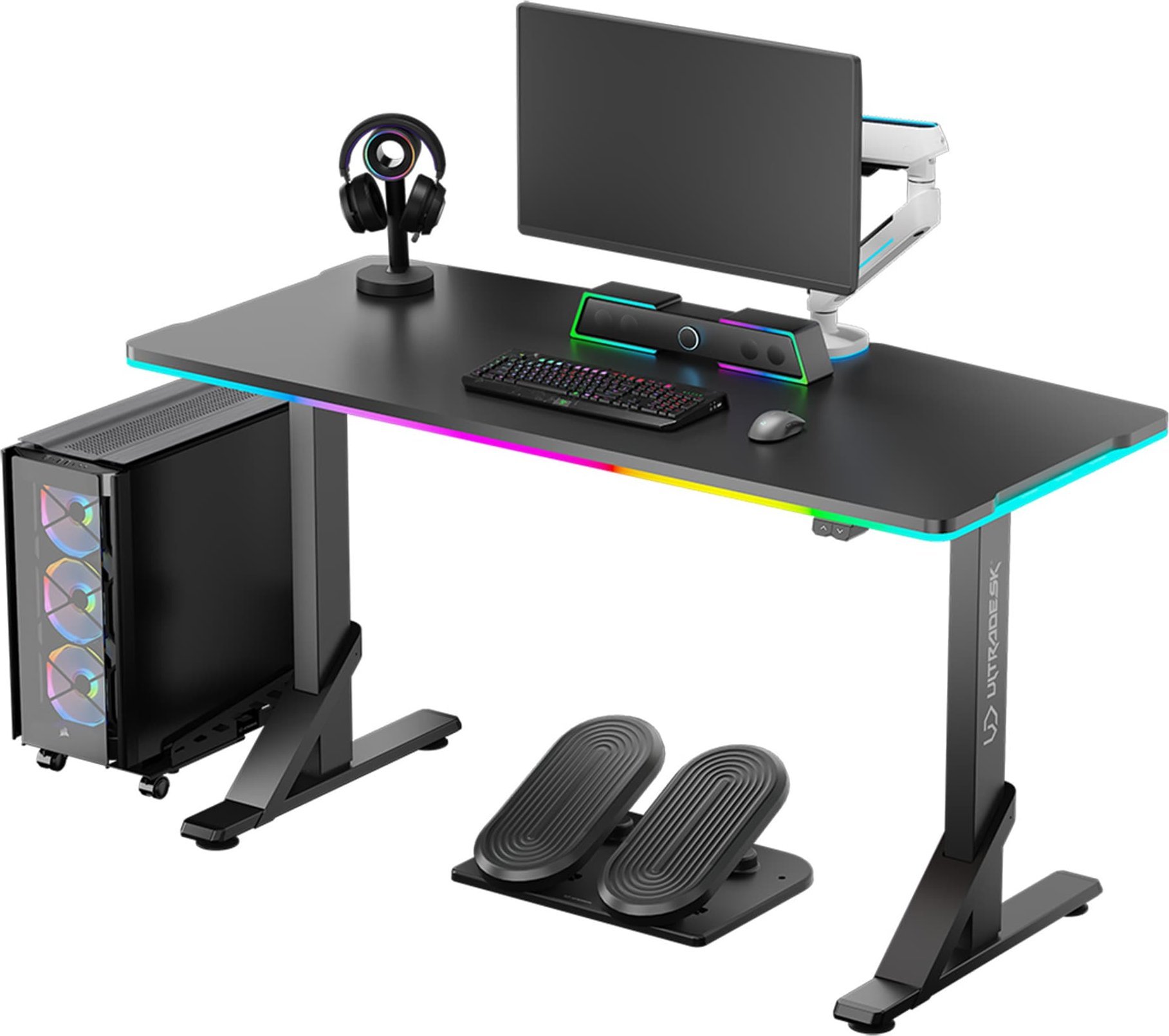 Biurko Ultradesk ULTRADESK Biurko dla gracza IRON BLACK, 132,5x60,5 cm, 71-81 cm, mechaniczna regulacja wysokości