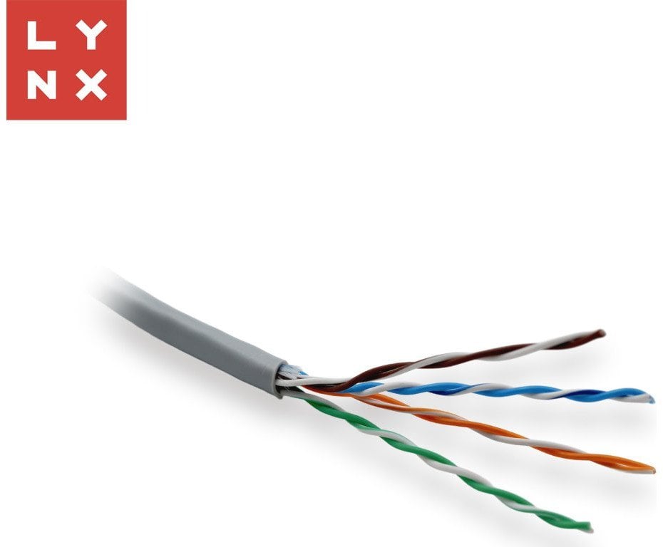 LYNX UTP kabel Cat5e, PVC (Eca), celoměděný, vnitřní , šedý, box 305m