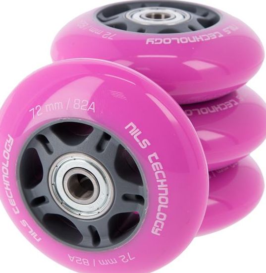 Nils Extreme PU 72x24 82A (4szt.) RÓŻOWE + ABEC-7 (8szt.) ZESTAW NILS EXTREME