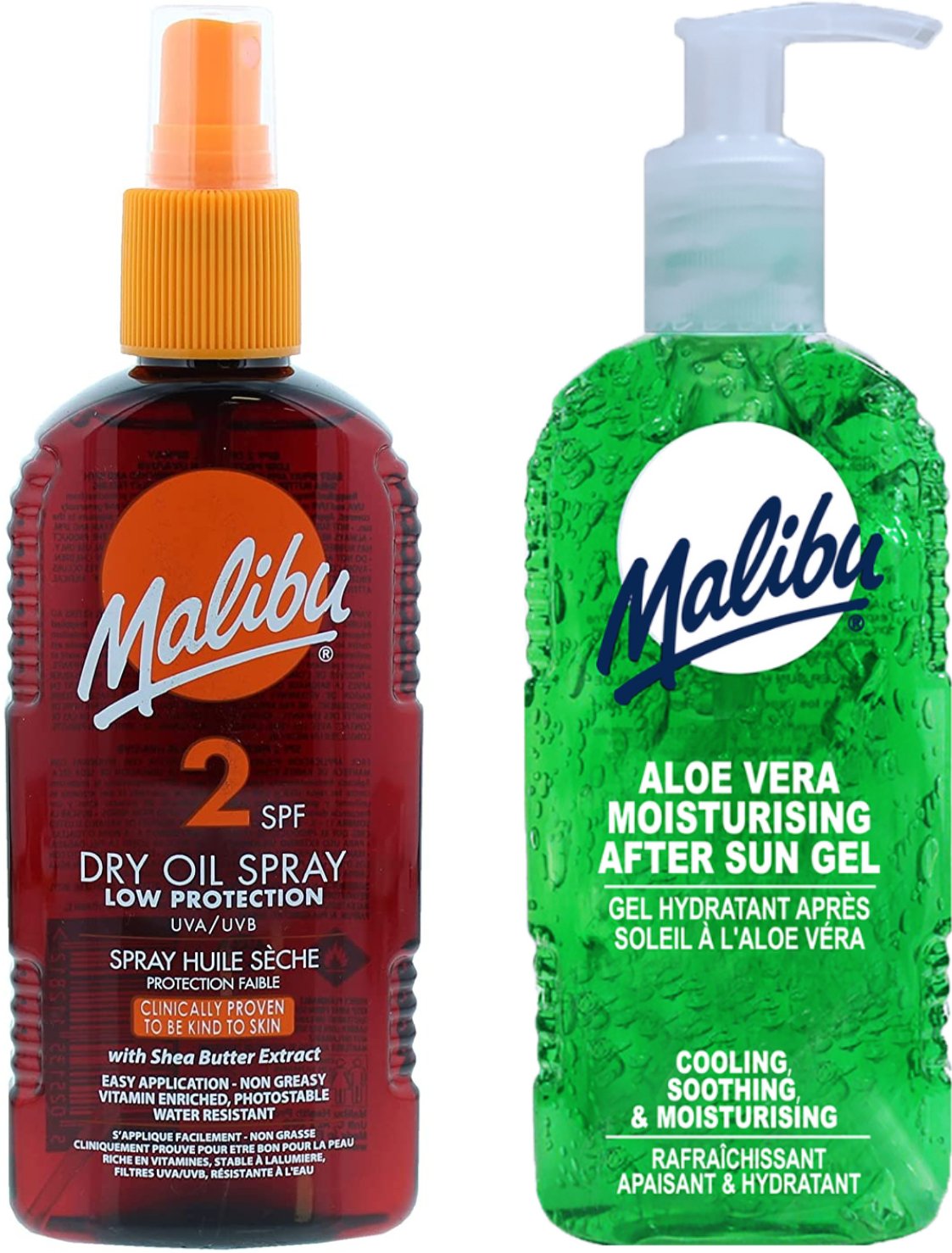 Malibu SPF2 Olejek Brązujący 200ml + Aloe Żel Po Opalaniu 200ml
