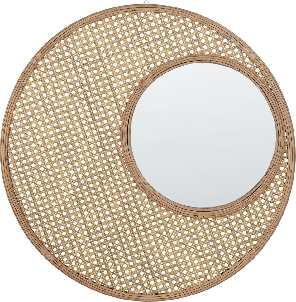 Beliani Rattanowe okrągłe lustro ścienne ⌀ 60 cm naturalne PALAU!