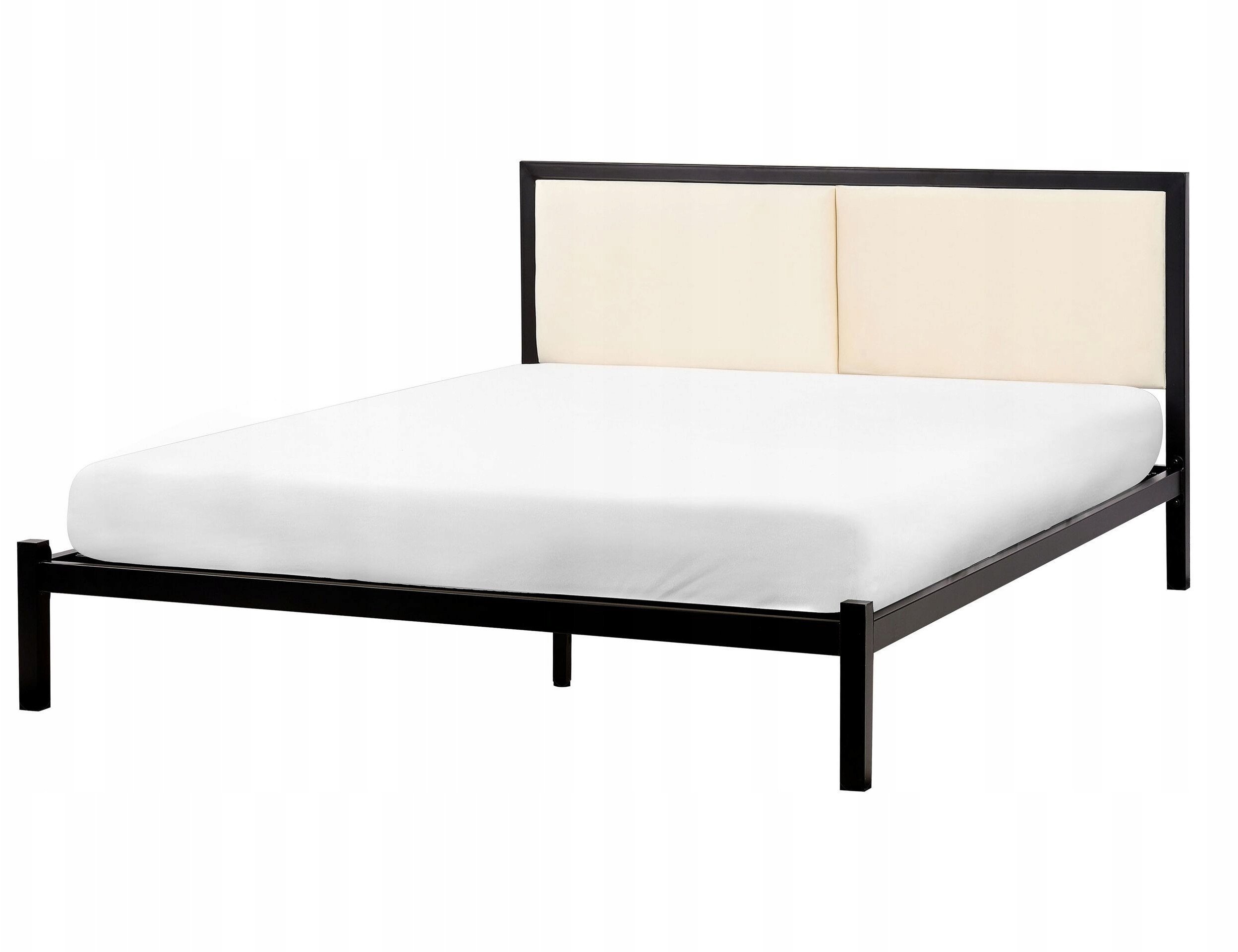 Beliani Łóżko Metal CLAMART 140 x 200 cm Jasnobeżowy