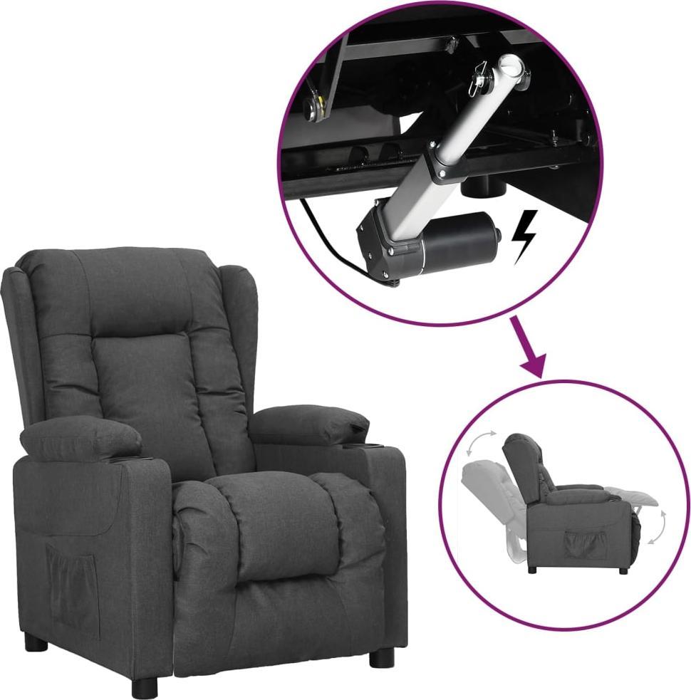 vidaXL vidaXL Rozkładany fotel ułatwiający wstawanie, ciemnoszary, tkanina