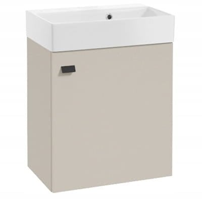 Szafka łazienkowa wisząca z umywalką 60x50cm Kaszmirowa, czarny uchwyt Elara