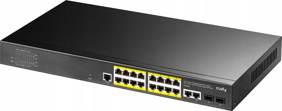 Switch Cudy GS2018PS2-200W 16-Port Gigabit L2 Managed PoE+ 200W 2xGbE Uplink 2xSFP