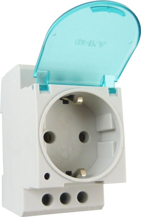 ONKA Elektrik Gniazdo na szynę DIN TH35 16A 230V bez wskaźnika LED gniazdo z klapką ochronną schuko do szafy rozdzielczej 7160 ONKA 1600