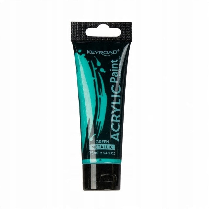Farba akrylowa KEYROAD, metaliczna, 75ml, tubka, zielona