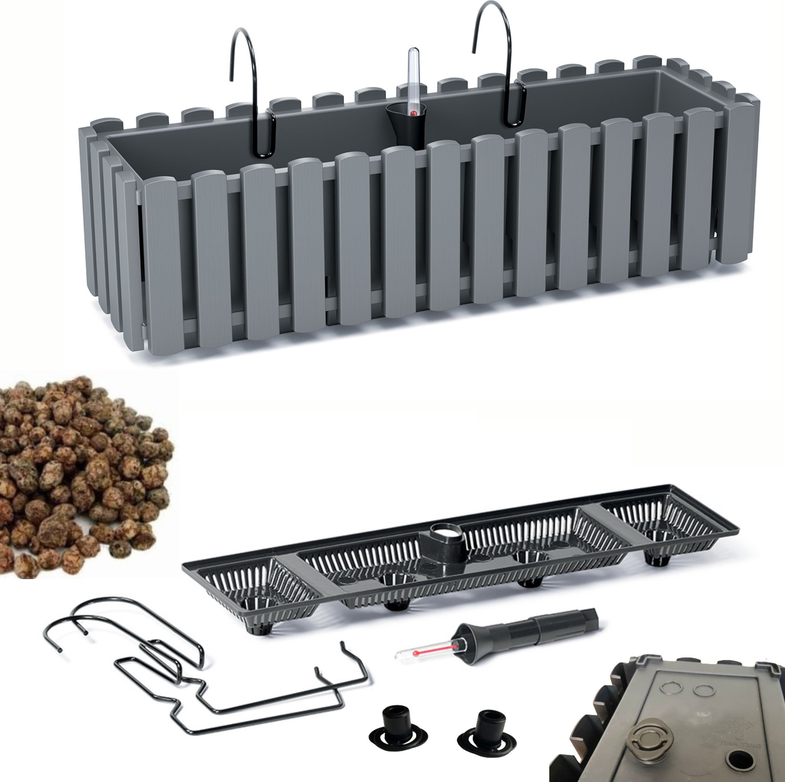 Prosperplast Skrzynka na balustradę DDEF600W Doniczka balkonowa + Keramzyt 1l