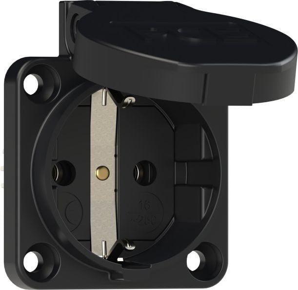 Gniazdo tablicowe jednofazowe SCHUKO 16A IP65 czarne 105-0ss