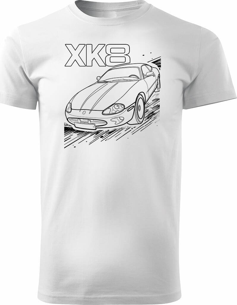 Topslang Koszulka z samochodem jaguar z jaguarem xk8 męska biała REGULAR XL