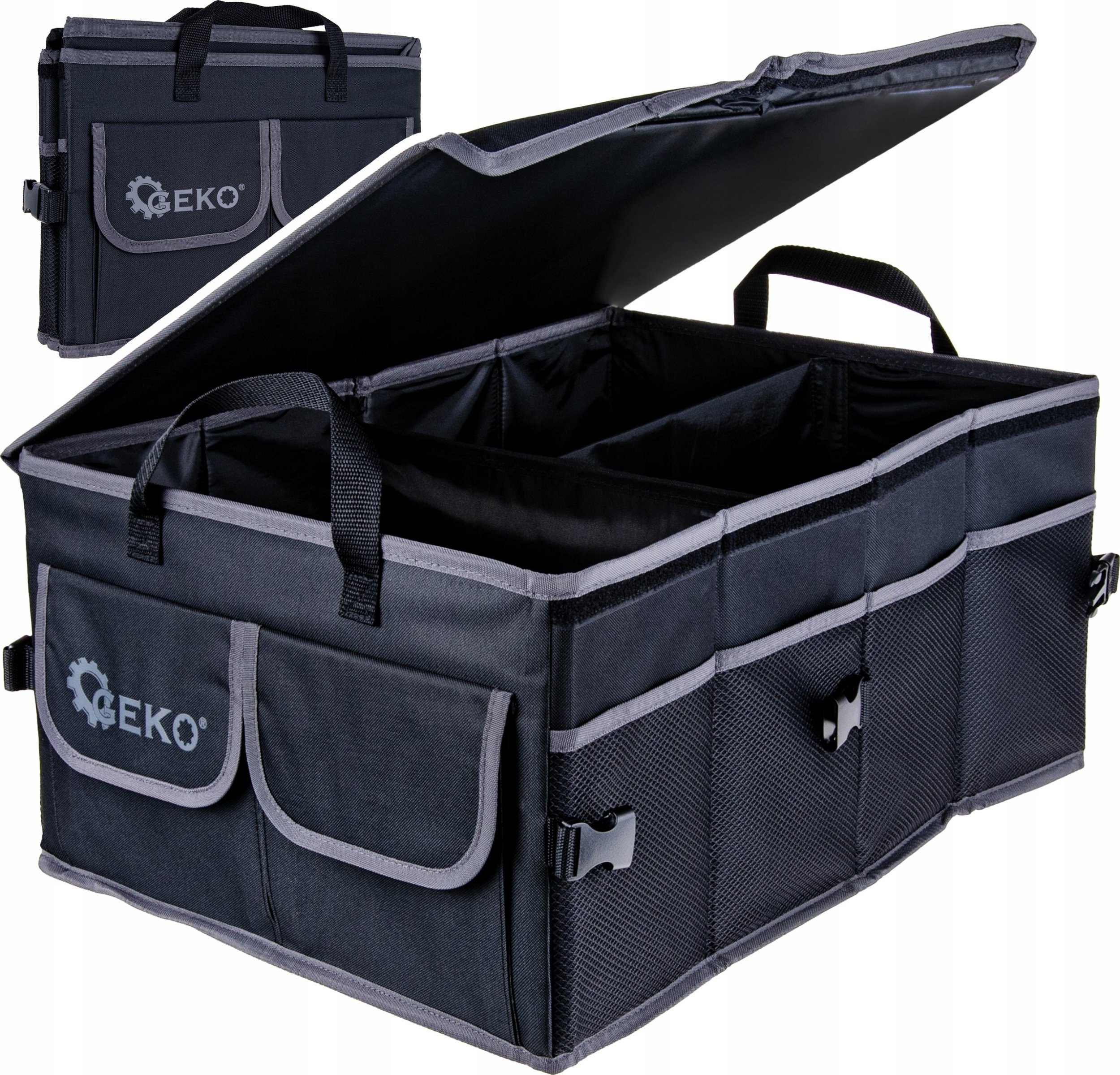 Organizer – torba usztywniona do bagażnika samochodowego z przegródkami i pokrywą (8)