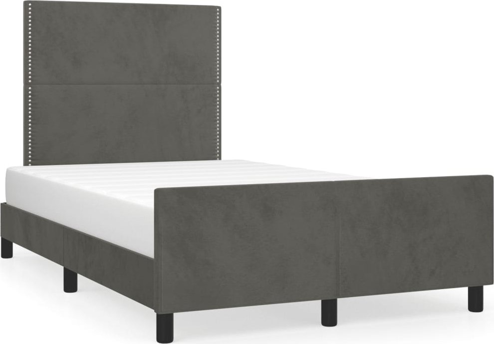 vidaXL vidaXL Rama łóżka z wezgłowiem, ciemnoszara, 120x190 cm, aksamit