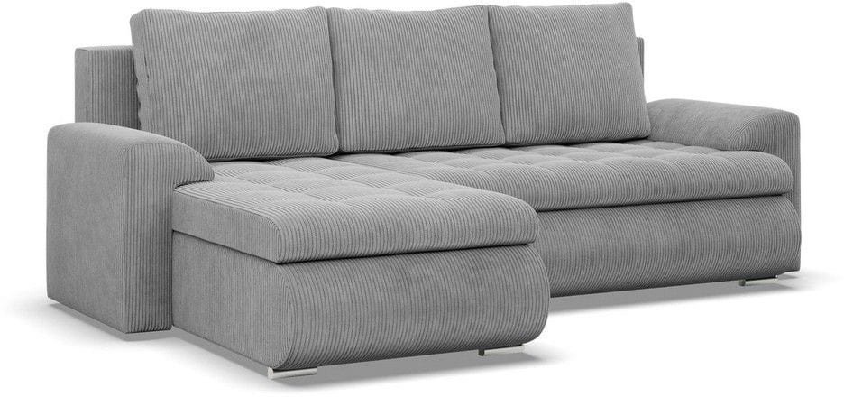 Narożnik rozkładany, lewy, Bosco, sztruks, 230x159x89 cm, jasny szary | TYLETEGOTU