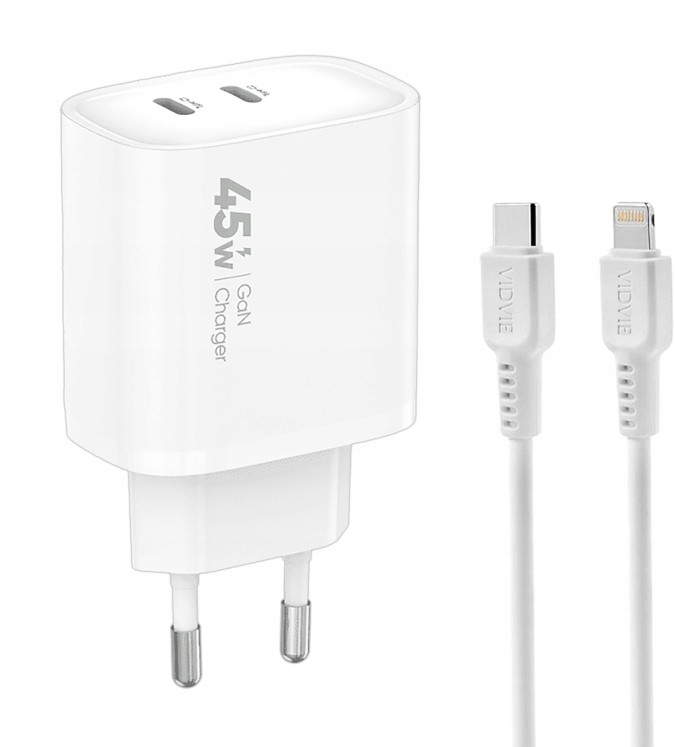 SZYBKA Ładowarka sieciowa USB TYP-C 3A 45W KOSTKA + KABEL LIGHTNING