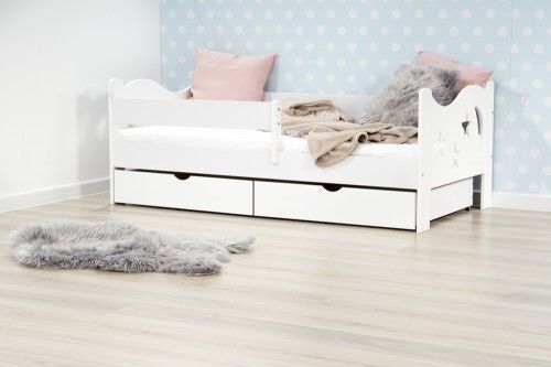 Lelu Design Łóżko 180x80cm Mr Moth z dwiema szufladami kolor biały