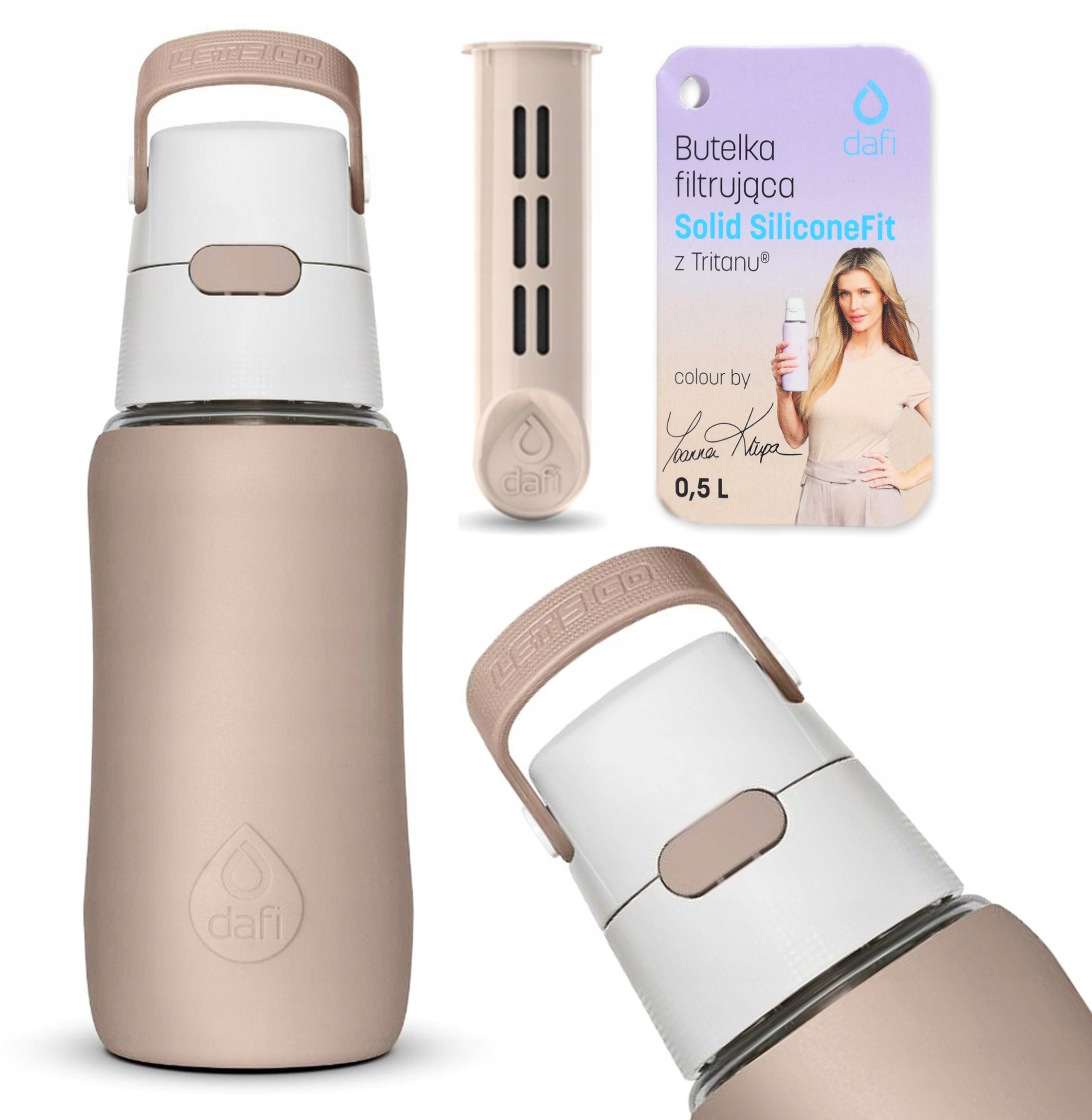 Butelka filtrująca Dafi SOLID SiliconeFit 500 ml cappuccino z filtrem