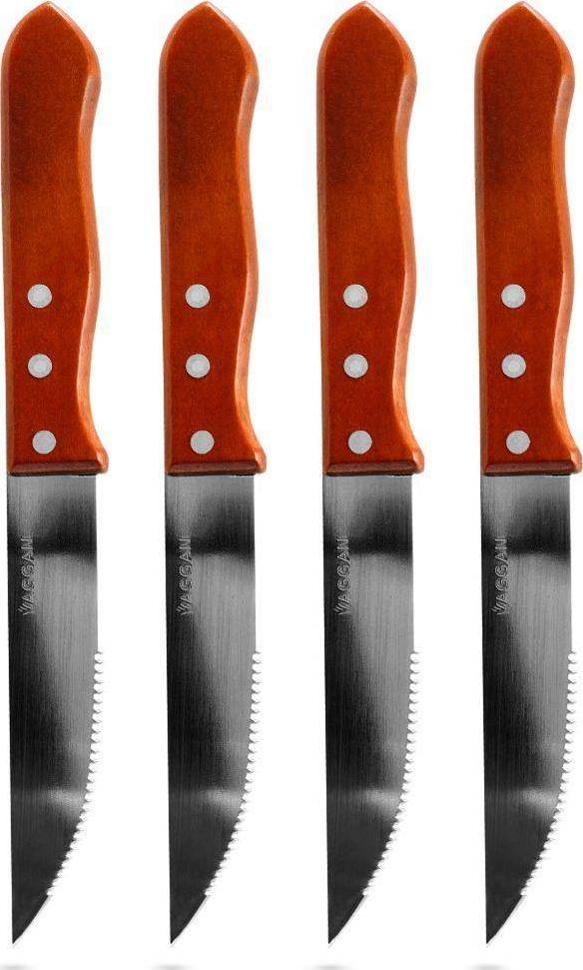 Vaggan Noże do steków pizzy grilla stalowe ząbkowane do burgerów zestaw noży 4 sztuki