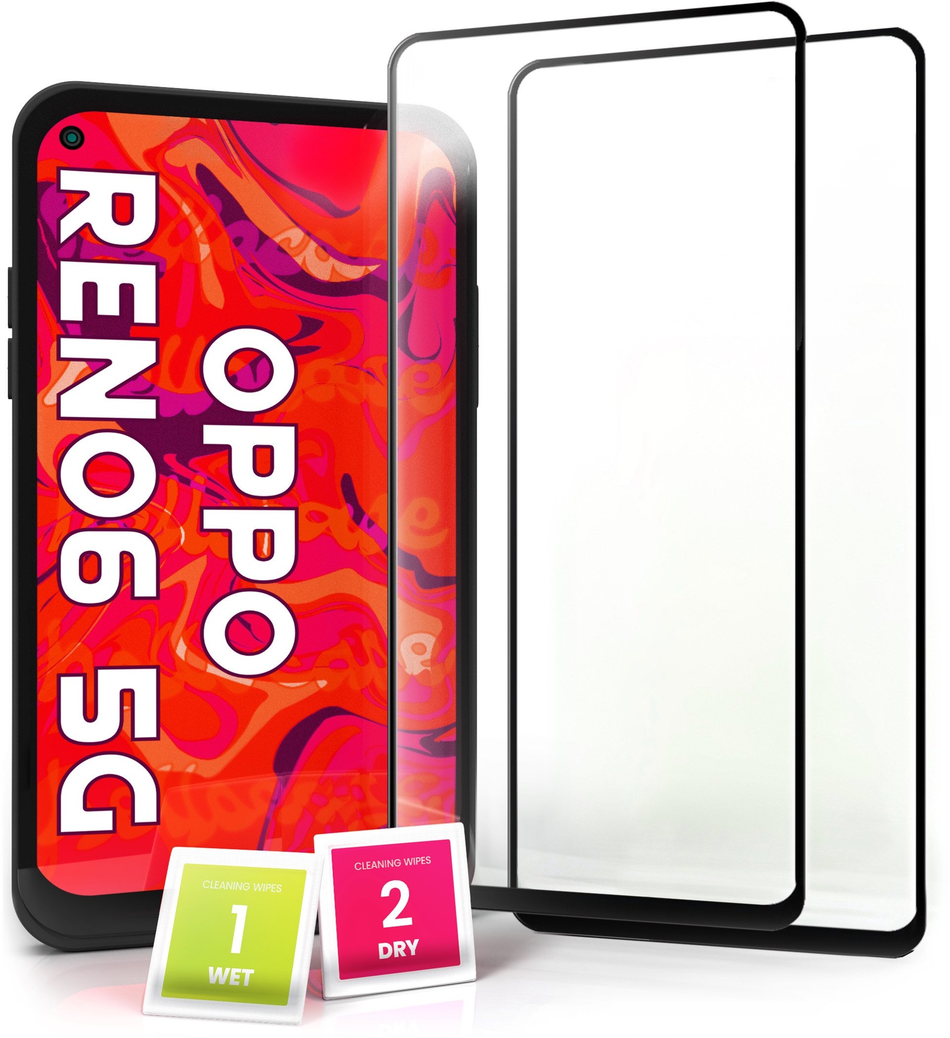 2-PAK Szkło Hartowane do Oppo Reno6 5G (Szybka 9H, Pełne 5D, Ochronne)
