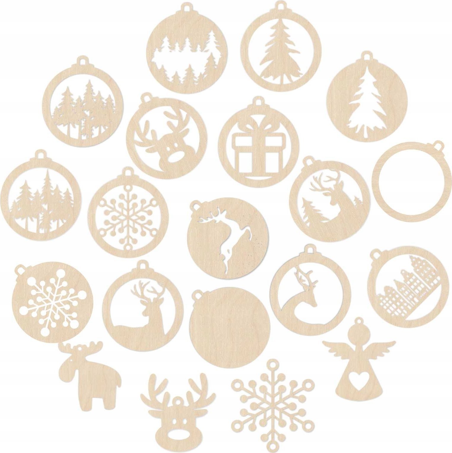 Dekoracja świąteczna details bombka drewniana zestaw ozdoba świąteczna 20 szt