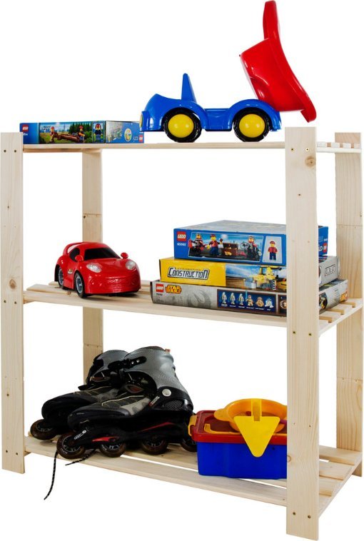 Wamar-Sosenka Regał na książki drewniany B21R 90x80x38 3 półki Naturalny