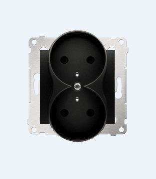 Kontakt-Simon Gniazdo SIMON54 podwójne z/u 16A IP20 z przesłoną antracyt - DGZ2MZ.01/48