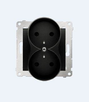 Kontakt-Simon Gniazdo SIMON54 podwójne z/u 16A IP20 z przesłoną antracyt - DGZ2MZ.01/48